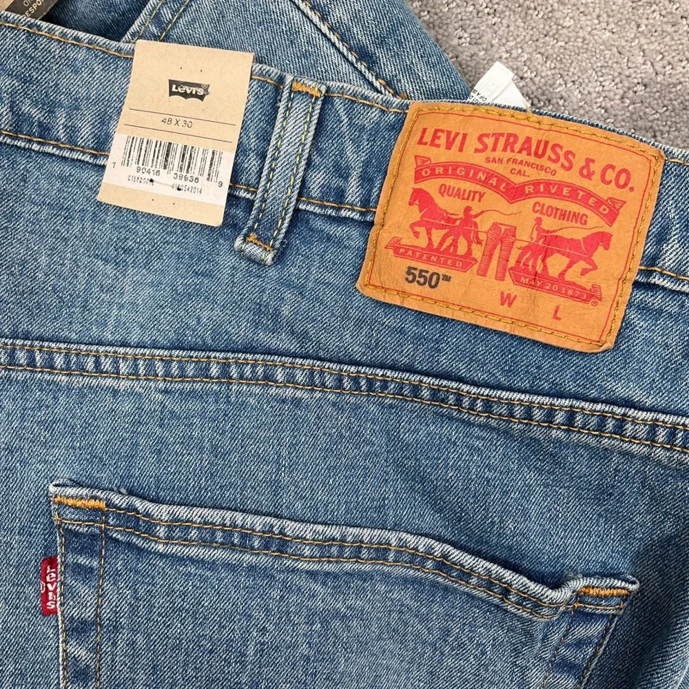 Levis 550 Jeans Mens 48W 27L Blue Relaxed Fit Stretch Denim‎ Striaght Leg High
